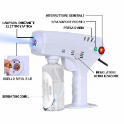 Offerta 6x Nebulizzatore atomizzatore elettrostatico regolabile pistola per disinfettare senza bagnare con generatore di vapore integrato